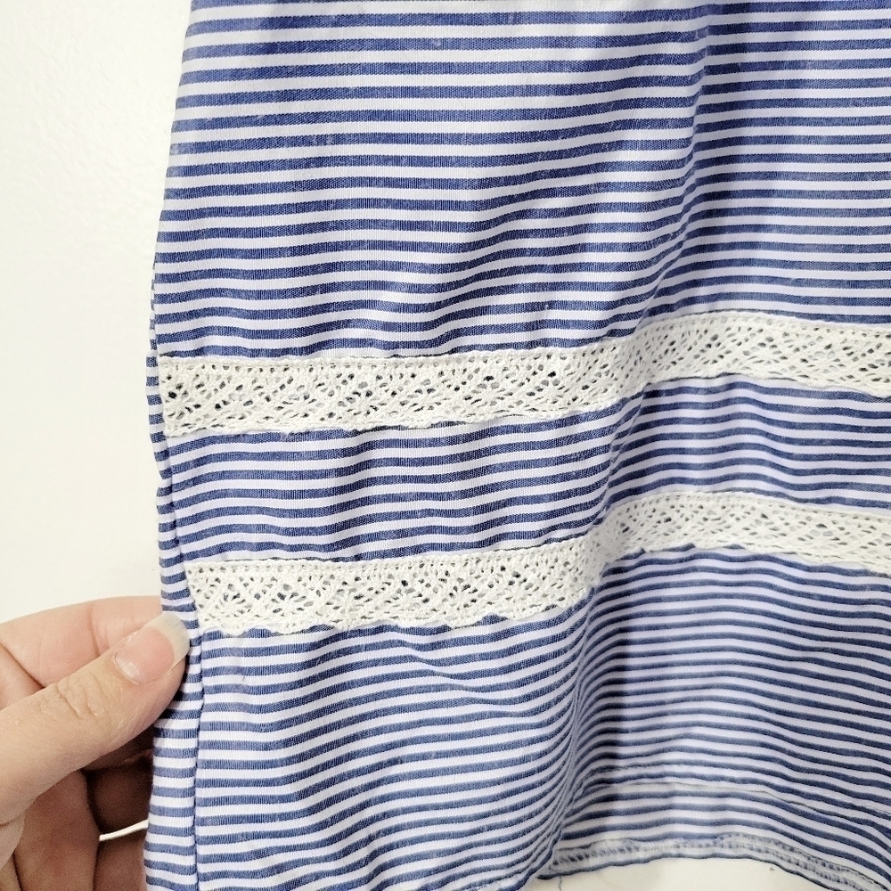 Zara Blue and White Pinstripe Sleeveless Midi Dress Size M - Picture 6 of 7
